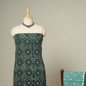 Green - 3pc kutch tie-dye satin cotton unstitched bandhani