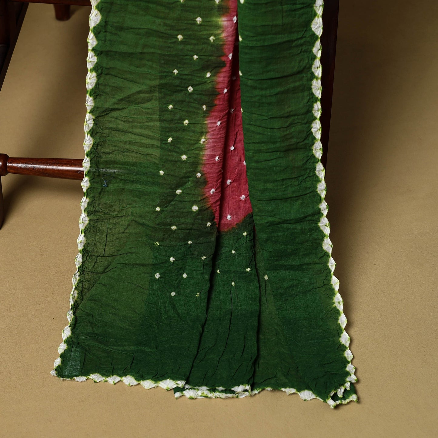 3pc kutch tie-dye satin cotton unstitched bandhani dress