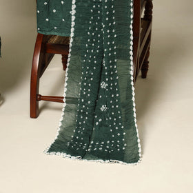 Green - 3pc kutch tie-dye satin cotton unstitched bandhani