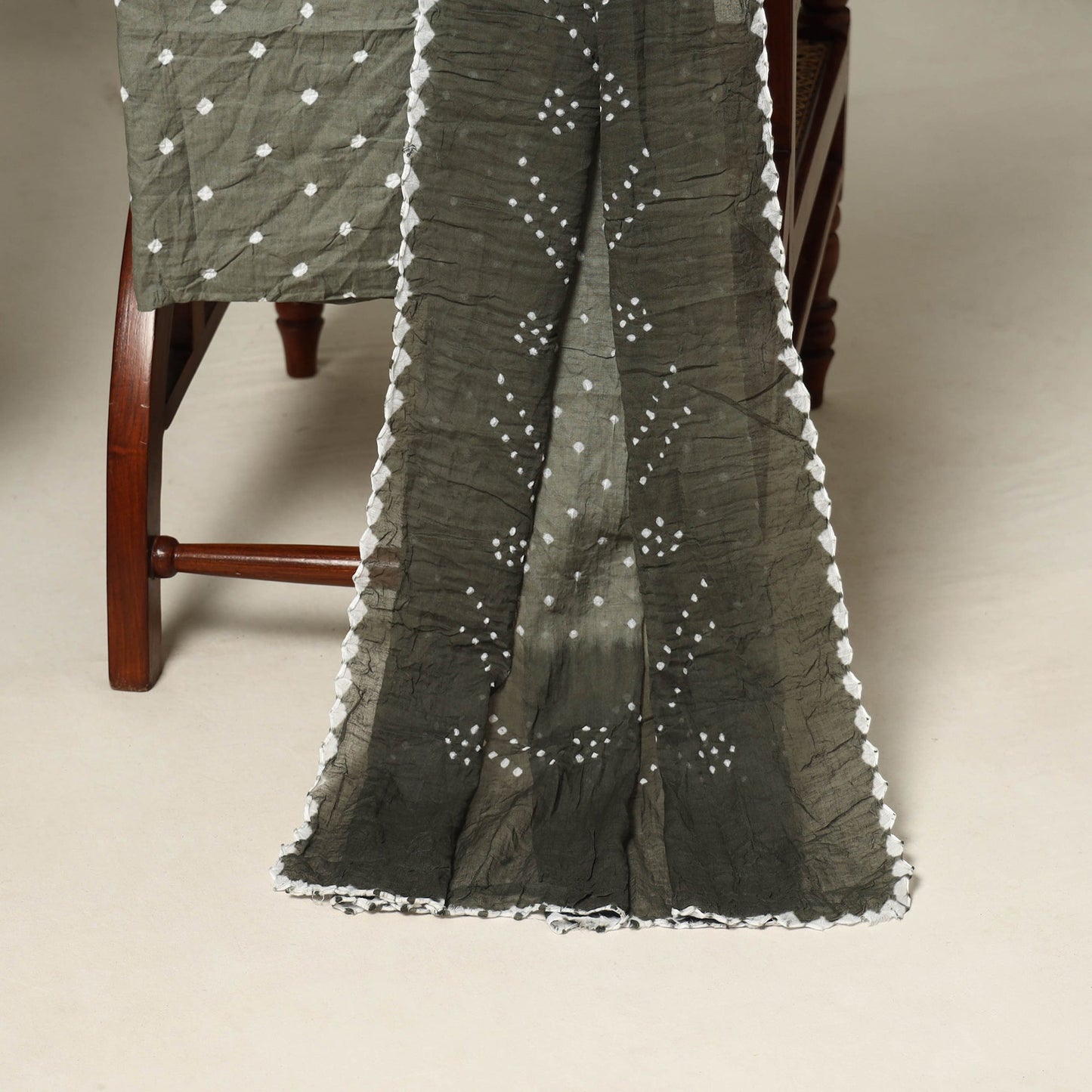 Green - 3pc kutch tie-dye satin cotton unstitched bandhani