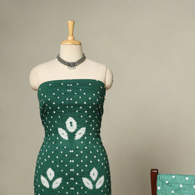 Green - 3pc kutch tie-dye satin cotton unstitched bandhani