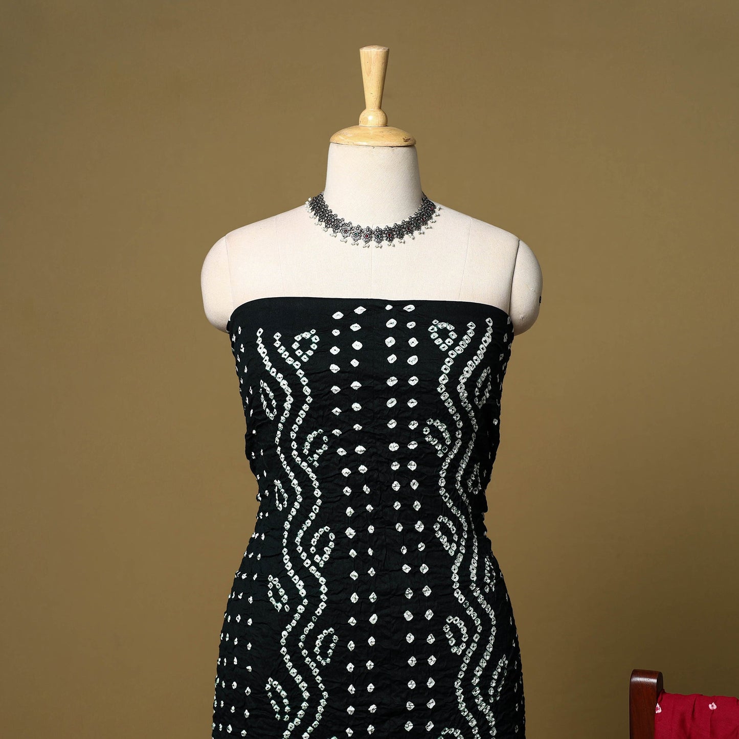 3pc kutch tie-dye satin cotton unstitched bandhani dress