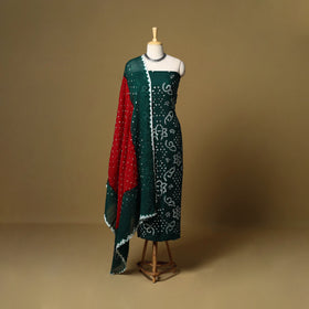 3pc kutch tie-dye satin cotton unstitched bandhani dress