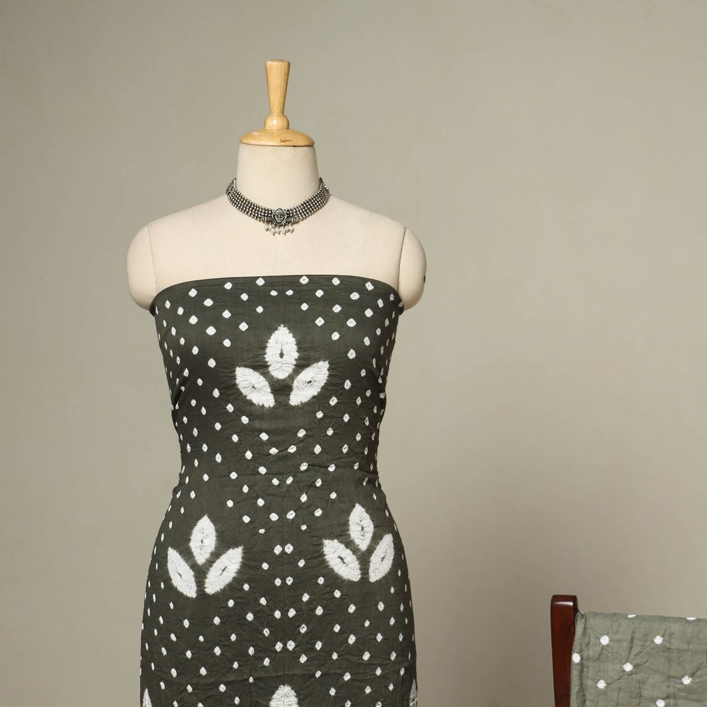 Green - 3pc kutch tie-dye satin cotton unstitched bandhani