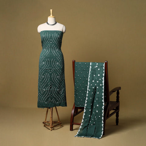 3pc kutch tie-dye satin cotton unstitched bandhani dress