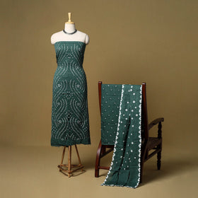 3pc kutch tie-dye satin cotton unstitched bandhani dress