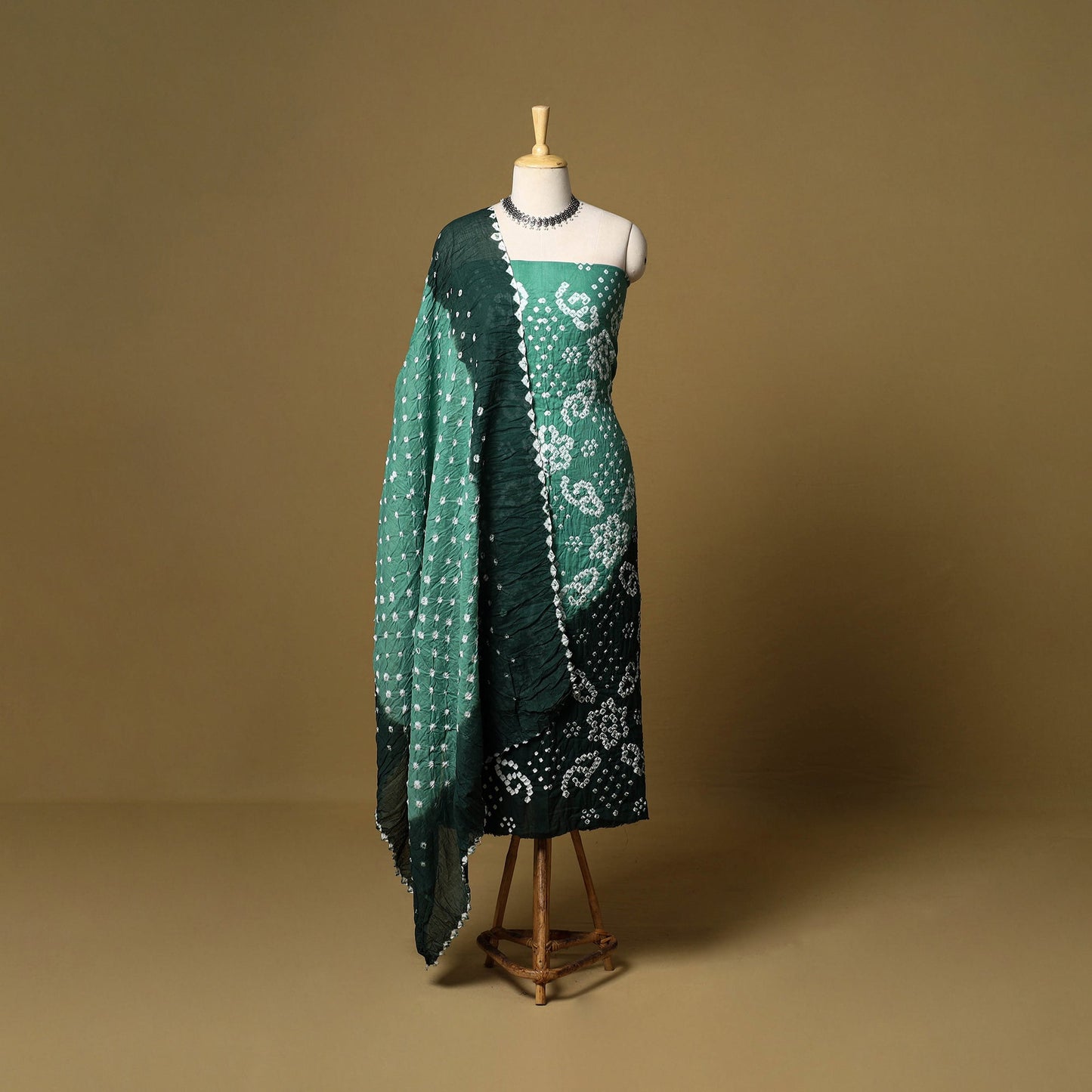 3pc kutch tie-dye satin cotton unstitched bandhani dress