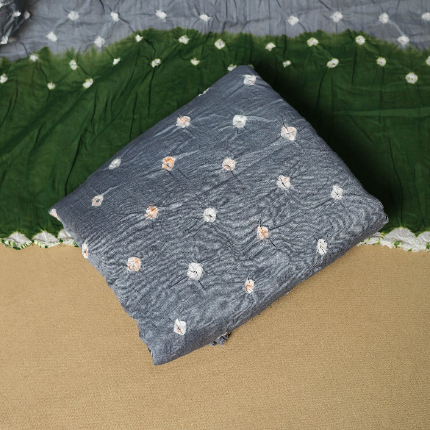 3pc kutch tie-dye satin cotton unstitched bandhani dress