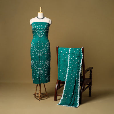 3pc kutch tie-dye satin cotton unstitched bandhani dress