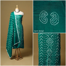 3pc kutch tie-dye satin cotton unstitched bandhani dress