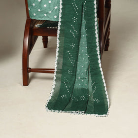 Green - 3pc kutch tie-dye satin cotton unstitched bandhani