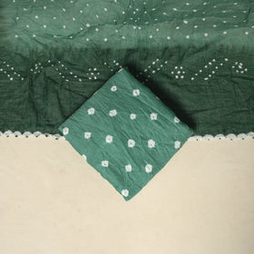 Green - 3pc kutch tie-dye satin cotton unstitched bandhani