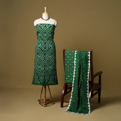 3pc kutch tie-dye satin cotton unstitched bandhani dress