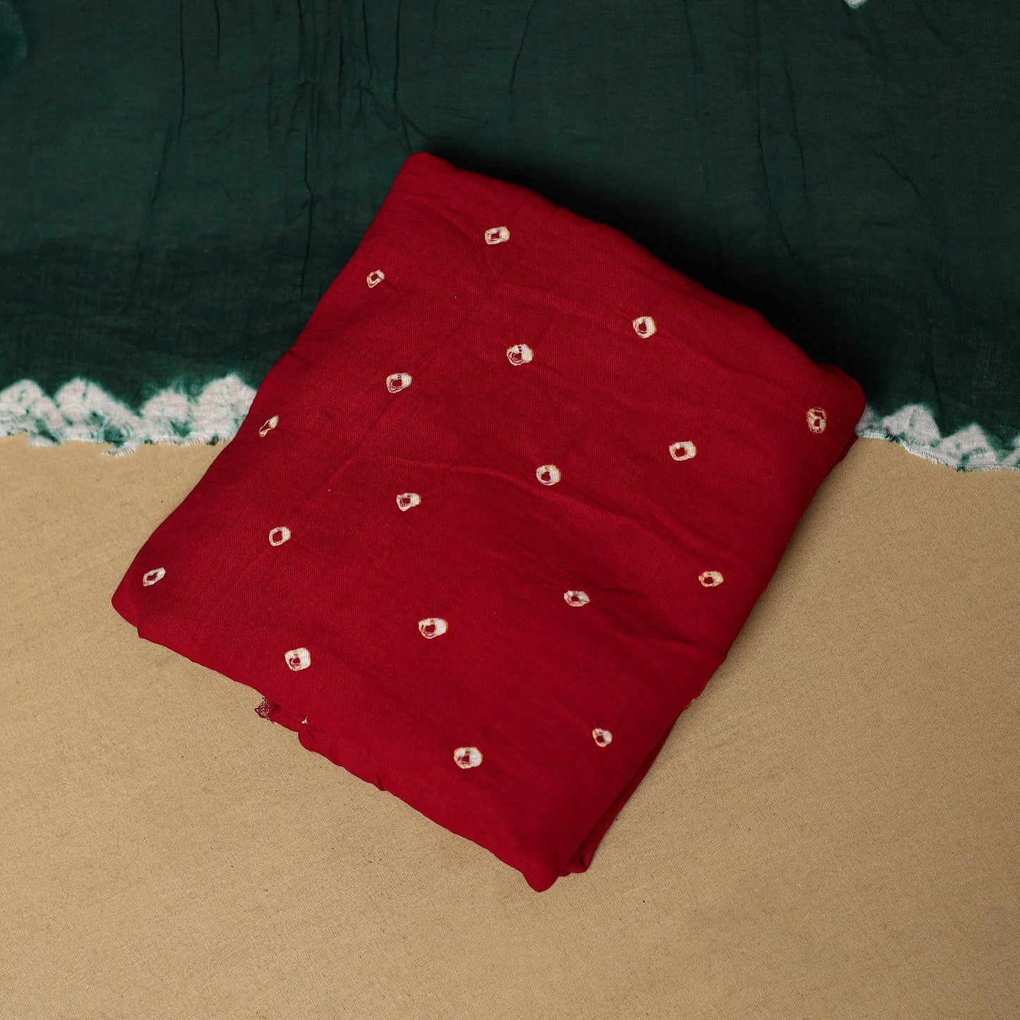 3pc kutch tie-dye satin cotton unstitched bandhani dress