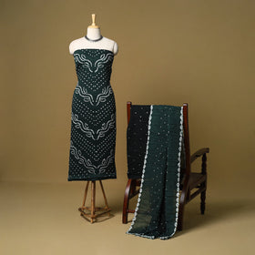 3pc kutch tie-dye satin cotton unstitched bandhani dress