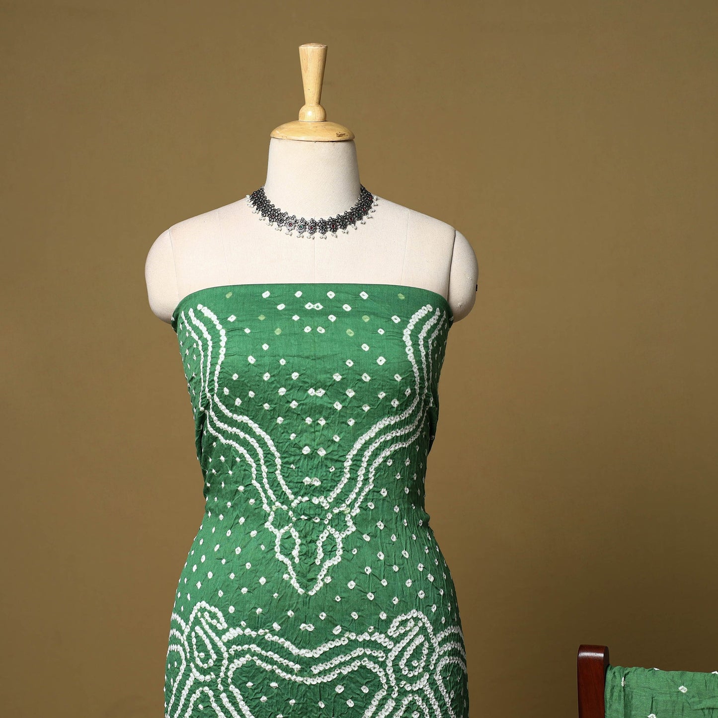 3pc kutch tie-dye satin cotton unstitched bandhani dress