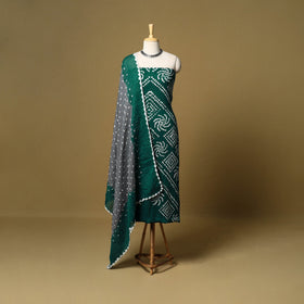 3pc kutch tie-dye satin cotton unstitched bandhani dress