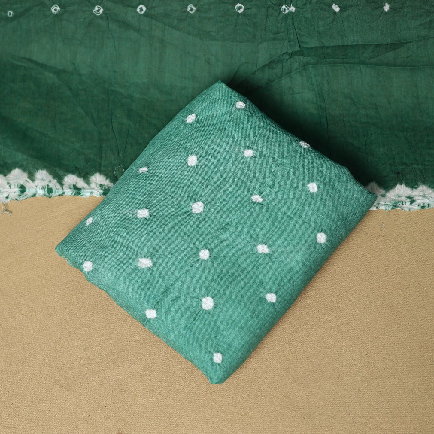 3pc kutch tie-dye satin cotton unstitched bandhani dress