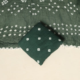 Green - 3pc kutch tie-dye satin cotton unstitched bandhani