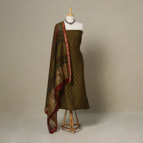 Green - 3pc maheshwari silk unstitched bagh dress material