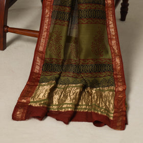 Green - 3pc maheshwari silk unstitched bagh dress material