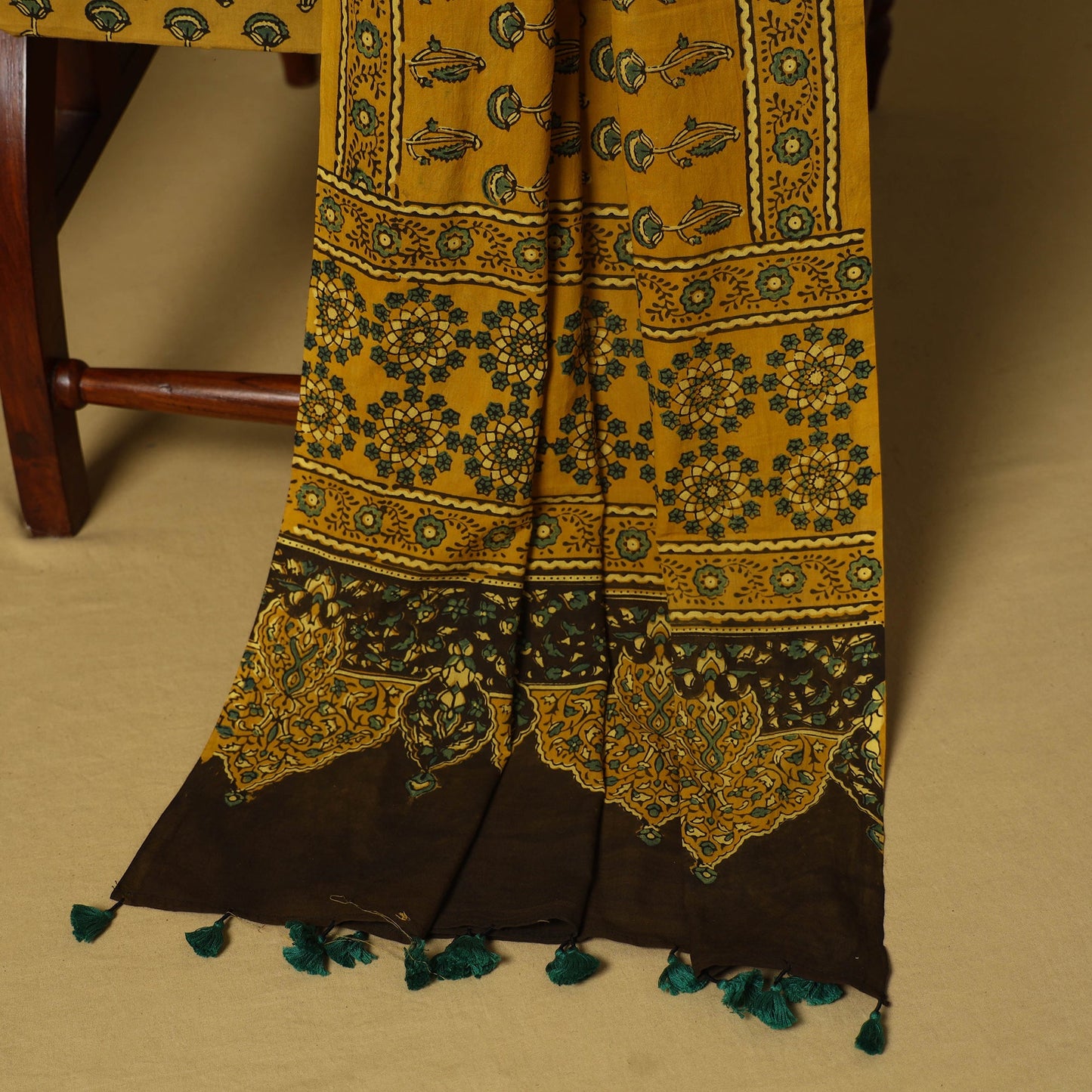 Green - 3pc natural dyed cotton unstitched dress material