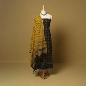 Green - 3pc natural dyed cotton unstitched dress material