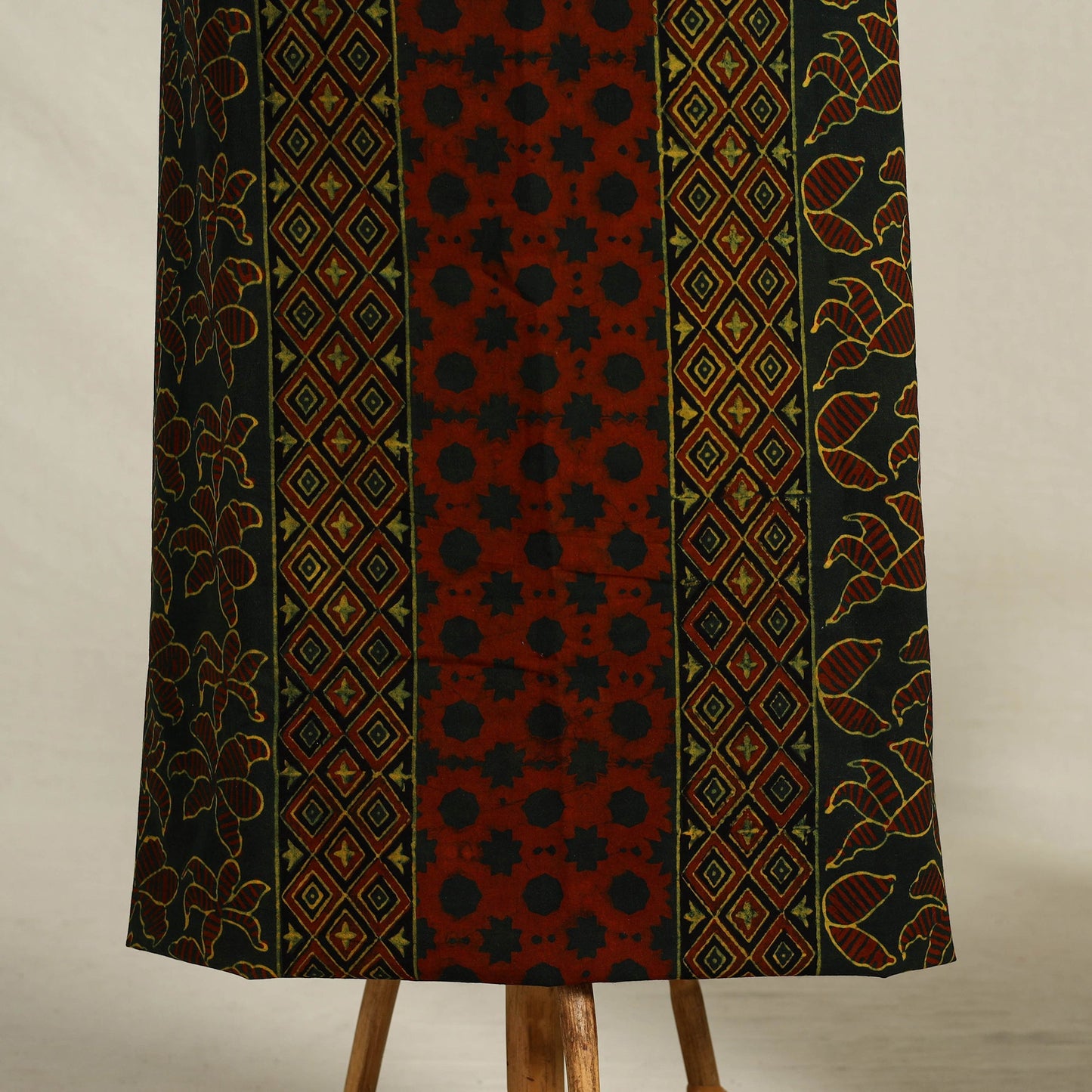 Green 3pc Block Print Natural Dyed Ajrakh Dress Material