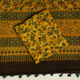 Green 3pc Block Print Natural Dyed Ajrakh Dress Material