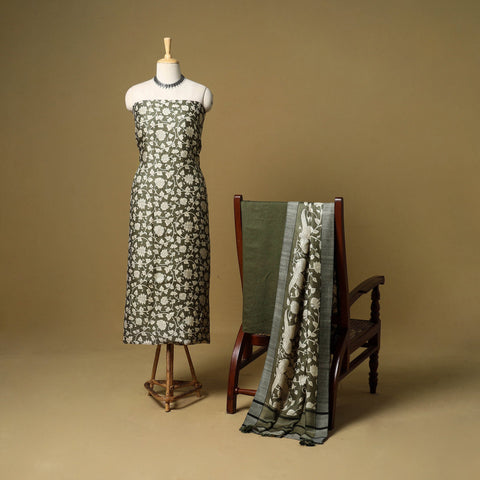 3pc pashmina wool handloom unstitched sanganeri dress