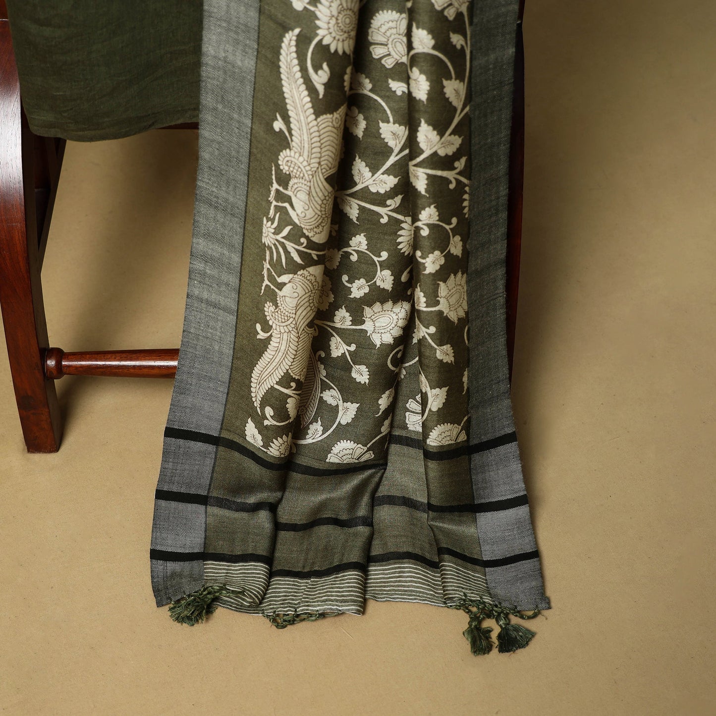 3pc pashmina wool handloom unstitched sanganeri dress