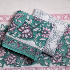 Buy 3pc Sanganeri Block Printed Cotton Suit Material Set Onine l iTokri.com