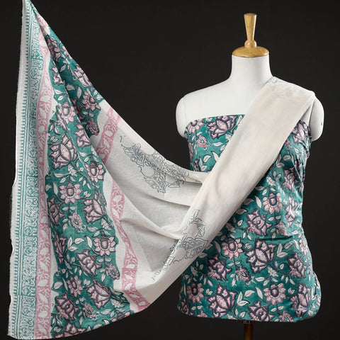 Buy 3pc Sanganeri Block Printed Cotton Suit Material Set Onine l iTokri.com