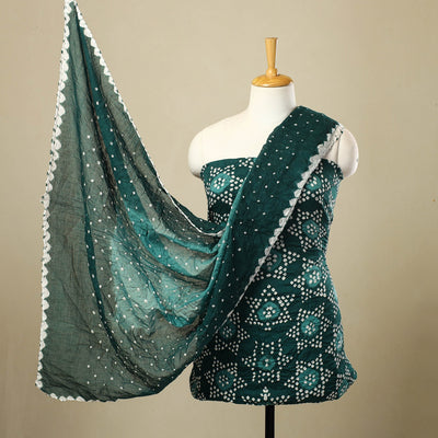 Buy 3pc Tie & Dye Satin Cotton Bandhani Dress Material