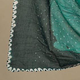 Green 3pc Tie & Dye Satin Cotton Bandhani Dress Material