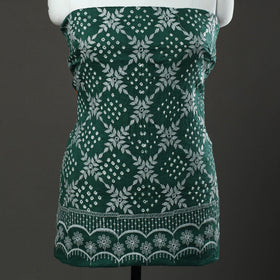 Green 3pc Tie & Dye Satin Cotton Bandhani Dress Material