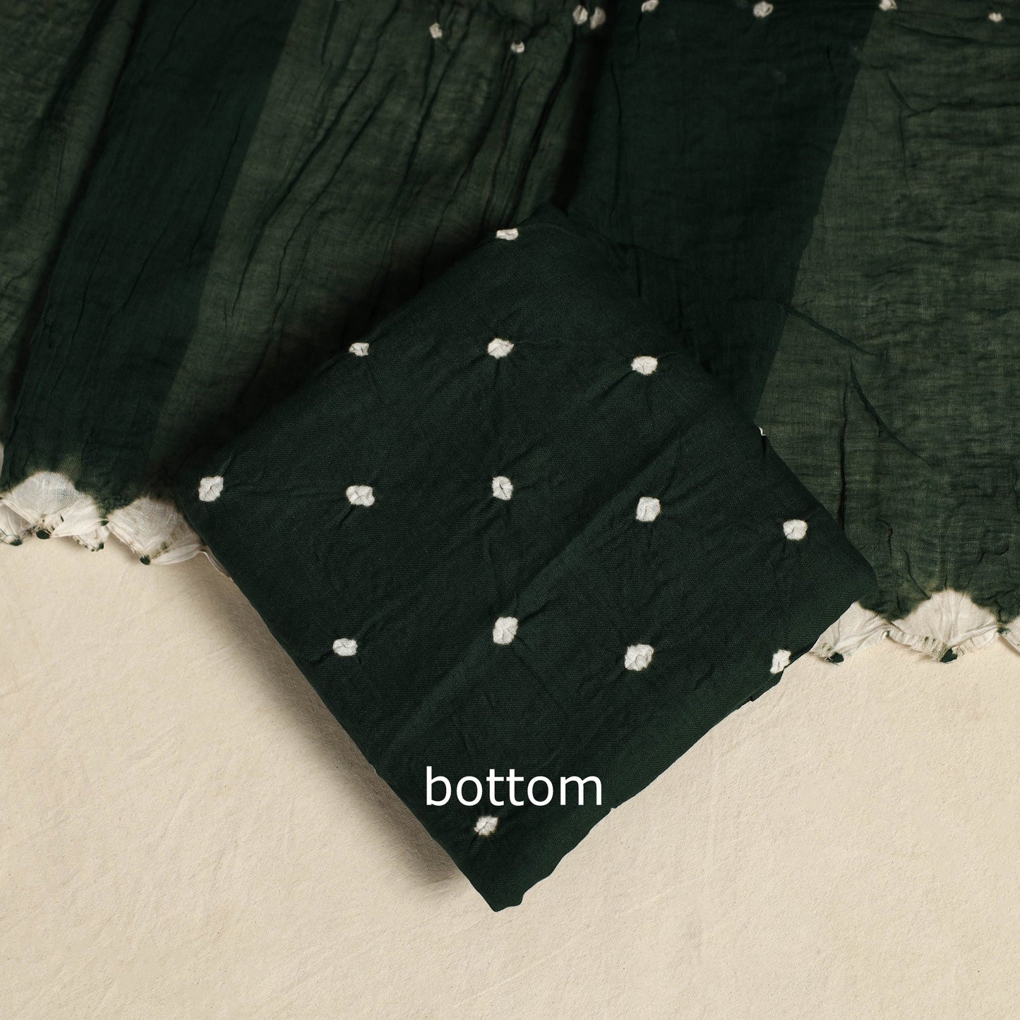 Green 3pc Tie & Dye Satin Cotton Bandhani Dress Material