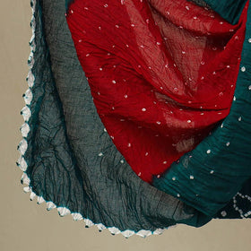  3pc Tie & Dye Satin Cotton Green Bandhani Dress Material