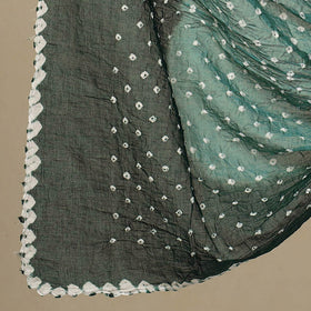 Green 3pc Tie & Dye Satin Cotton Bandhani Dress Material