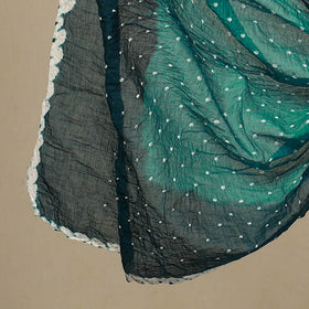 Green 3pc Tie & Dye Satin Cotton Bandhani Dress Material