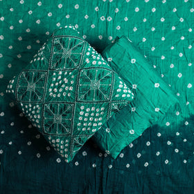  Green 3pc Tie & Dye Satin Cotton Bandhani Dress Material