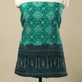  Green 3pc Tie & Dye Satin Cotton Bandhani Dress Material