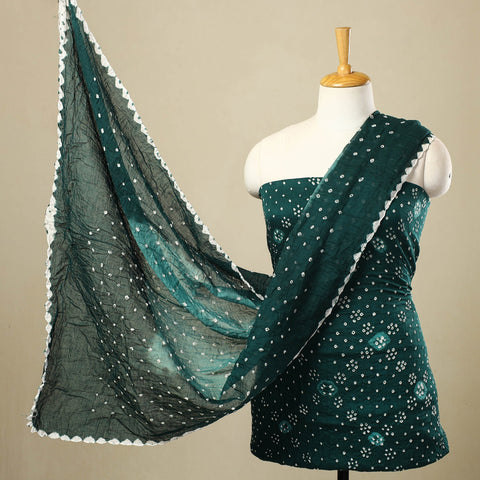 Buy 3pc Tie & Dye Satin Cotton Bandhani Dress Material