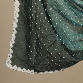 Green - 3pc tie & dye satin cotton bandhani unstitched