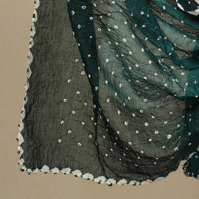 Green 3pc Tie & Dye Satin Cotton Bandhani Dress Material