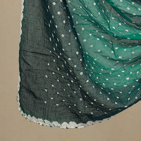 Green 3pc Tie & Dye Satin Cotton Bandhani Dress Material