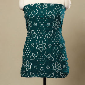  3pc Tie & Dye Satin Cotton Green Bandhani Dress Material