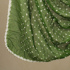 Green 3pc Tie & Dye Satin Cotton Bandhani Dress Material