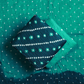 Green 3pc Tie & Dye Satin Cotton Bandhani Dress Material
