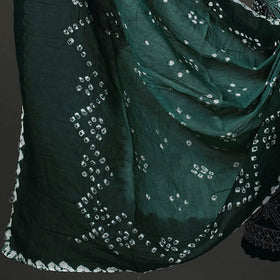 Green 3pc Tie & Dye Satin Cotton Bandhani Dress Material